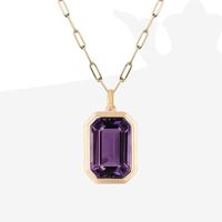 Vintage Style Square Stainless Steel Plating Inlay Zircon 18k Gold Plated Pendant Necklace sku image 3