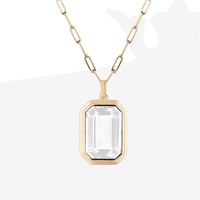 Ig Style Square Stainless Steel Plating Inlay Zircon 18k Gold Plated Pendant Necklace main image 1
