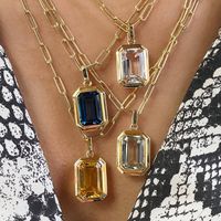 Ig Style Square Stainless Steel Plating Inlay Zircon 18k Gold Plated Pendant Necklace main image 4