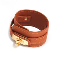 Ins Style Solid Color Pu Leather Alloy Wholesale Bangle main image 4