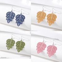 Simple Style Leaves Alloy Hollow Out Women's Drop Earrings main image 1