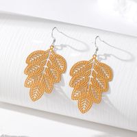Simple Style Leaves Alloy Hollow Out Women's Drop Earrings sku image 2