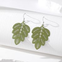 Simple Style Leaves Alloy Hollow Out Women's Drop Earrings sku image 3