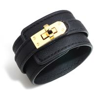 Ins Style Solid Color Pu Leather Alloy Wholesale Bangle sku image 19