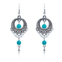 Vintage Style Ethnic Style Geometric Alloy Brass Inlay Natural Stone Turquoise Women's Earrings sku image 1