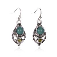 Vintage Style Ethnic Style Geometric Alloy Brass Inlay Natural Stone Turquoise Women's Earrings sku image 4