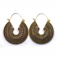 Vintage Style Ethnic Style Geometric Alloy Brass Inlay Natural Stone Turquoise Women's Earrings sku image 5