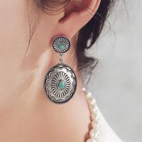 Vintage Style Ethnic Style Geometric Alloy Brass Inlay Natural Stone Turquoise Women's Earrings main image 5