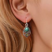 Vintage Style Ethnic Style Geometric Alloy Brass Inlay Natural Stone Turquoise Women's Earrings main image 3