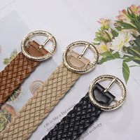 Vacation Solid Color Pu Leather Alloy Women's Woven Belts main image 3