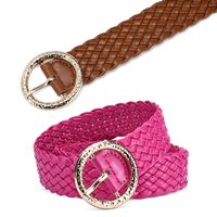 Vacation Solid Color Pu Leather Alloy Women's Woven Belts main image 6