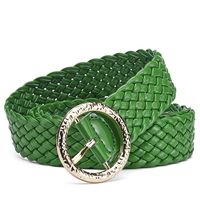 Vacation Solid Color Pu Leather Alloy Women's Woven Belts main image 5