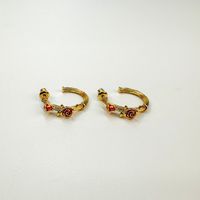 Retro Flower Freshwater Pearl Copper Enamel Plating Women's Earrings Necklace sku image 1