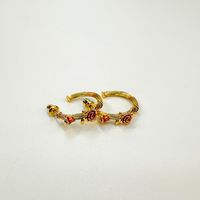 Retro Flower Freshwater Pearl Copper Enamel Plating Women's Earrings Necklace main image 6