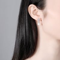 1 Paire Dame Feuille Perle Artificielle Le Cuivre Placage Incruster Zircon Boucles D'oreilles main image 2