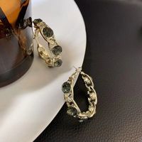 Elegant Chain Alloy Plating Inlay Artificial Crystal Women's Hoop Earrings sku image 1