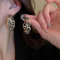 Elegant Chain Alloy Plating Inlay Artificial Crystal Women's Hoop Earrings main image 5