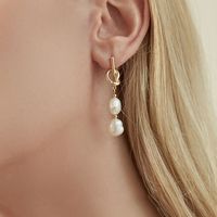 1 Pair Elegant Geometric Copper Inlay Pearl Drop Earrings main image 3