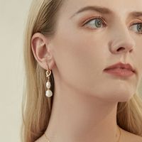1 Pair Elegant Geometric Copper Inlay Pearl Drop Earrings main image 4