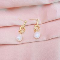 1 Pair Elegant Geometric Copper Inlay Pearl Drop Earrings sku image 1