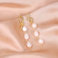 1 Pair Elegant Geometric Copper Inlay Pearl Drop Earrings sku image 9