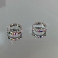 1 Pair Simple Style Geometric Copper Plating Inlay Zircon Hoop Earrings main image 6