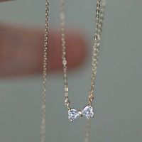 Simple Style Bow Knot Sterling Silver Inlay Zircon Pendant Necklace sku image 1