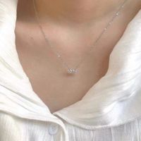 Simple Style Bow Knot Sterling Silver Inlay Zircon Pendant Necklace sku image 2