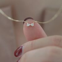 Simple Style Bow Knot Sterling Silver Inlay Zircon Pendant Necklace main image 2