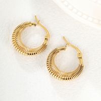 1 Pair Vintage Style Circle Plating Stainless Steel 18K Gold Plated Earrings main image 7