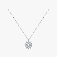 Shiny Snowflake Sterling Silver Plating Inlay Zircon Rhodium Plated Pendant Necklace sku image 1