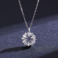 Shiny Snowflake Sterling Silver Plating Inlay Zircon Rhodium Plated Pendant Necklace main image 1