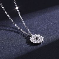 Shiny Snowflake Sterling Silver Plating Inlay Zircon Rhodium Plated Pendant Necklace main image 6