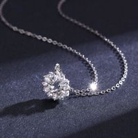 Shiny Snowflake Sterling Silver Plating Inlay Zircon Rhodium Plated Pendant Necklace main image 5