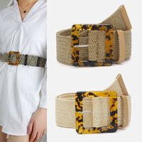 Casual Square Solid Color Resin Straw Patchwork Women's Woven Belts main image 1
