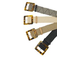 Casual Square Solid Color Resin Straw Patchwork Women's Woven Belts main image 5