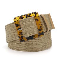 Casual Square Solid Color Resin Straw Patchwork Women's Woven Belts main image 4