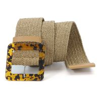 Casual Square Solid Color Resin Straw Patchwork Women's Woven Belts main image 2