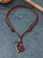 Wholesale Jewelry Vintage Style Triangle Alloy Leather Rope Pendant Necklace main image 2