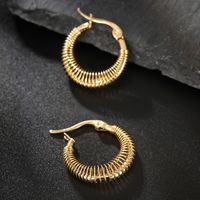 1 Pair Vintage Style Circle Plating Stainless Steel 18K Gold Plated Earrings main image 4