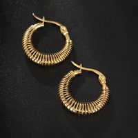 1 Pair Vintage Style Circle Plating Stainless Steel 18K Gold Plated Earrings main image 3