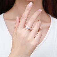 Ins Style Simple Style Square Sterling Silver Plating Inlay Zircon Rhodium Plated Rings main image 5