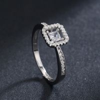 Ins Style Simple Style Square Sterling Silver Plating Inlay Zircon Rhodium Plated Rings main image 3
