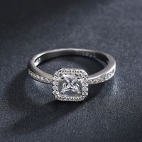 Ins Style Simple Style Square Sterling Silver Plating Inlay Zircon Rhodium Plated Rings main image 2