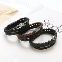 Hip Hop Retro Rombo Aleación Piedra Natural Ojo De Tigre Trenza Hombres Pulsera main image 3