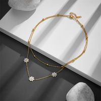 Titanium Steel 18K Gold Plated Sweet Pastoral Plating Flower Acrylic Layered Necklaces main image 6