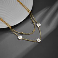 Titanium Steel 18K Gold Plated Hip-Hop Vintage Style Layered Plating Butterfly Daisy Shell main image 3