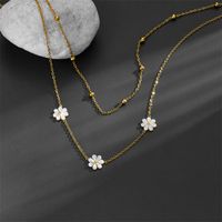 Stainless Steel 18K Gold Plated Sweet Simple Style Plating Inlay Daisy Shell sku image 3