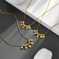 Titanium Steel 18K Gold Plated INS Style Casual Plating Tree Butterfly Daisy main image 1