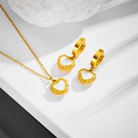 Titanium Steel 18K Gold Plated Elegant Inlay Heart Shape Acrylic Earrings Necklace main image 1
